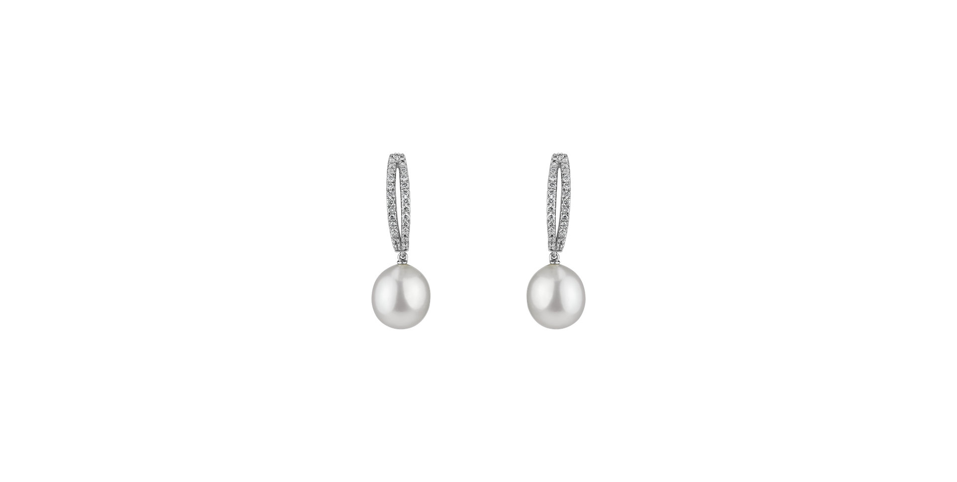 Diamond earrings with Pearl Reyna Pearls