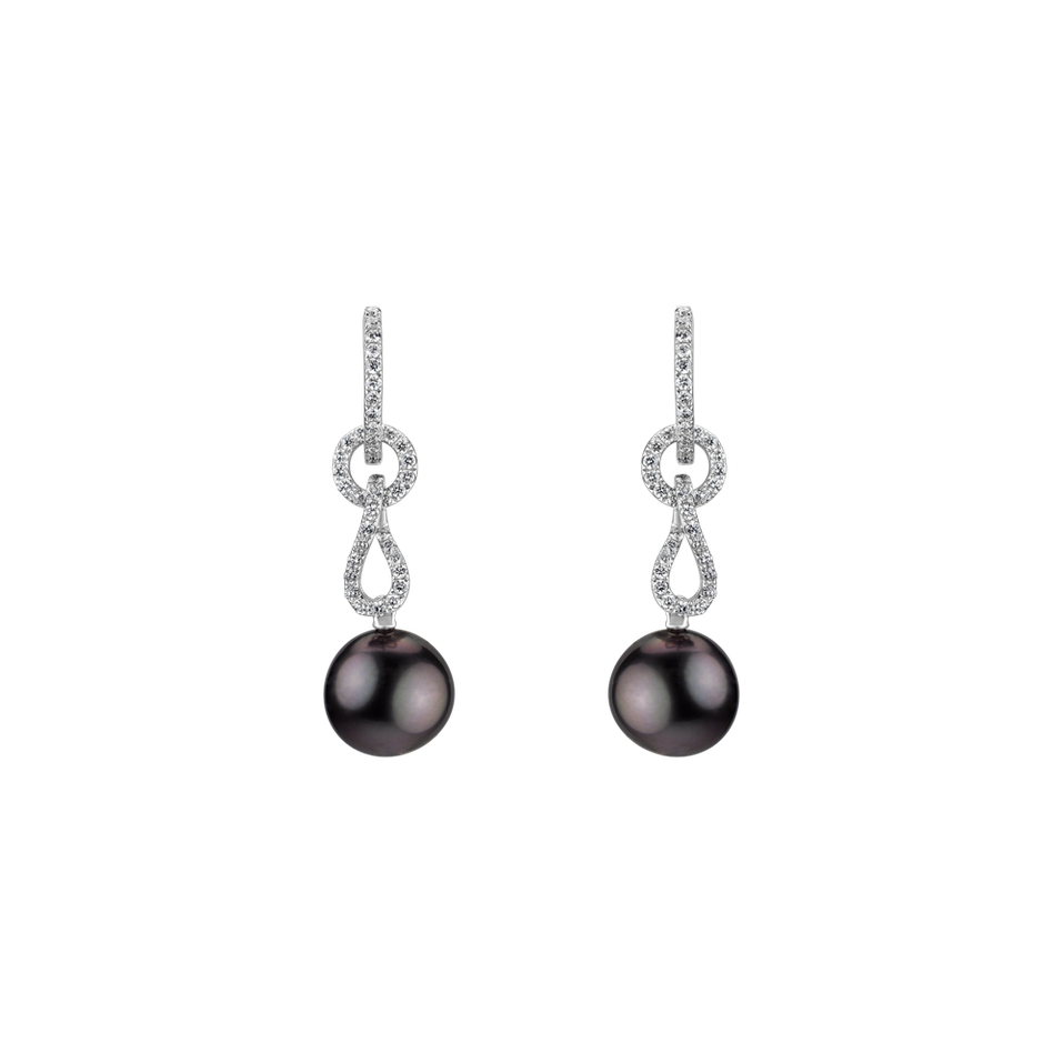 Diamond earrings with Pearl Sirens Night