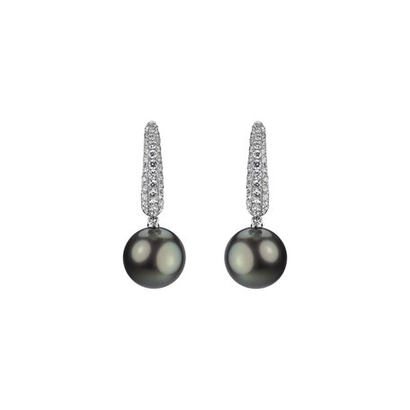 Diamond earrings with Pearl Pearl Poem