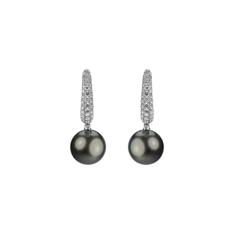 Diamond earrings with Pearl Pearl Poem