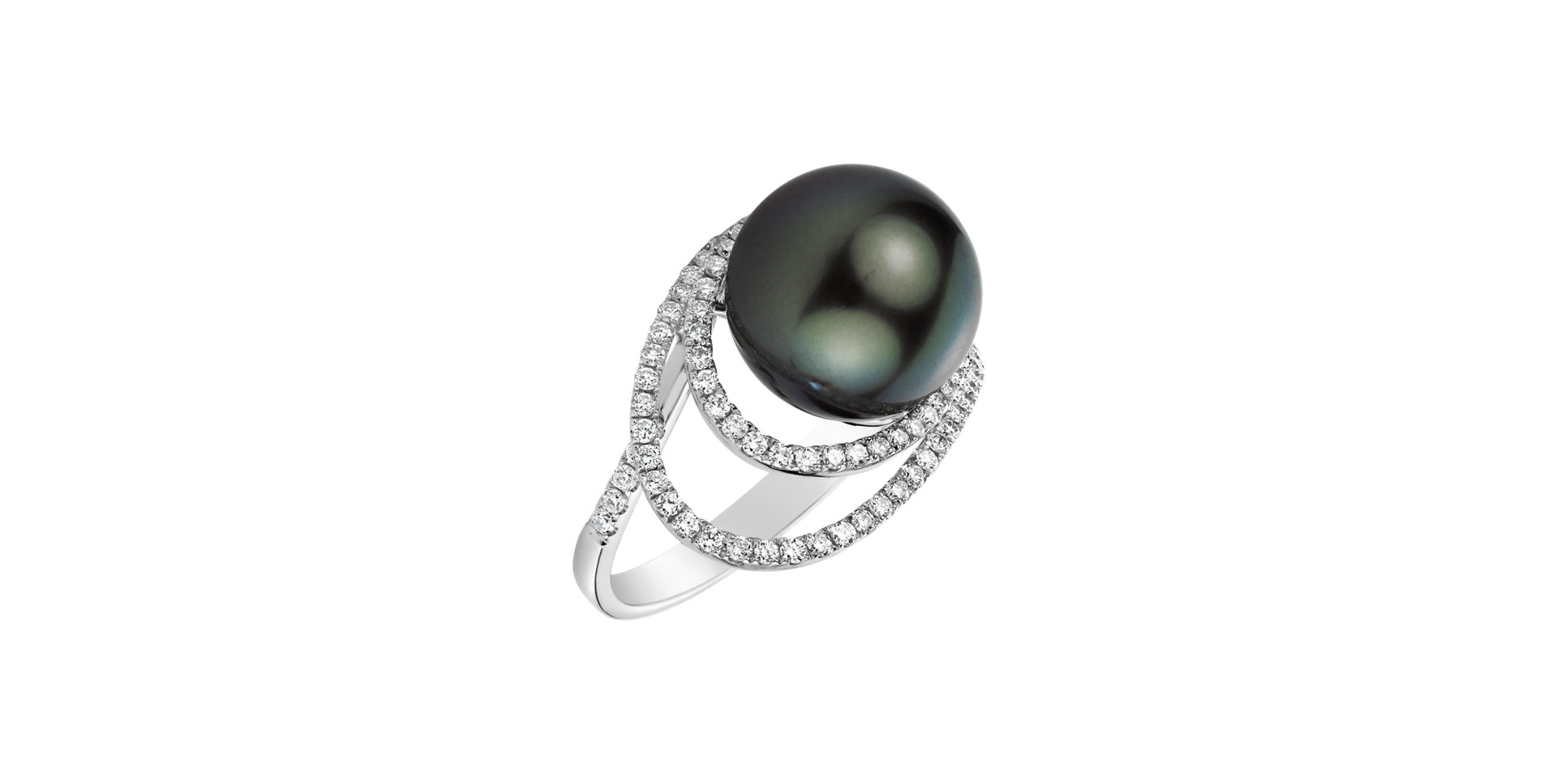 Diamond ring with Pearl Perlita