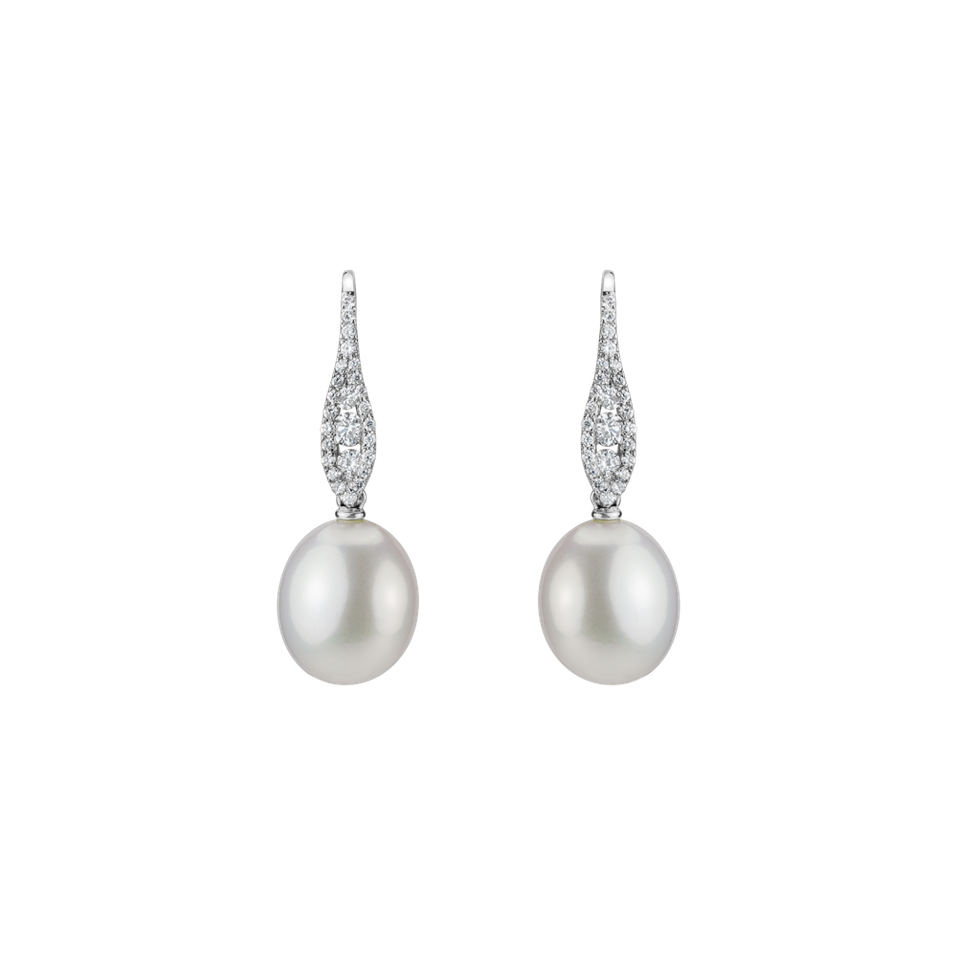 Diamond earrings with Pearl Raquel Ocean
