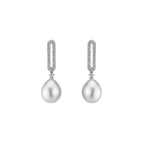 Diamond earrings with Pearl Mystical Siren