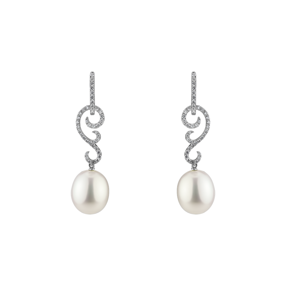 Diamond earrings with Pearl Undersea Secession