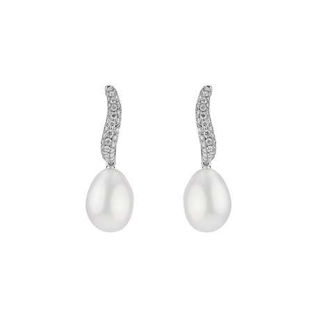 Diamond earrings with Pearl Coast for Margarita