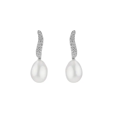 Diamond earrings with Pearl Coast for Margarita