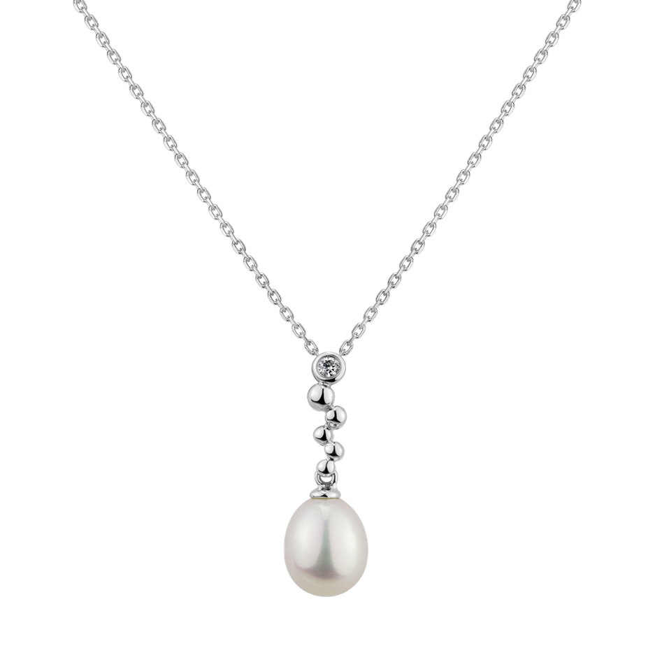 Diamond pendant with Pearl Spiral Ocean