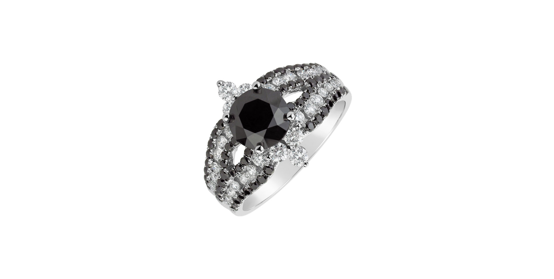 Ring with black and white diamonds Elden