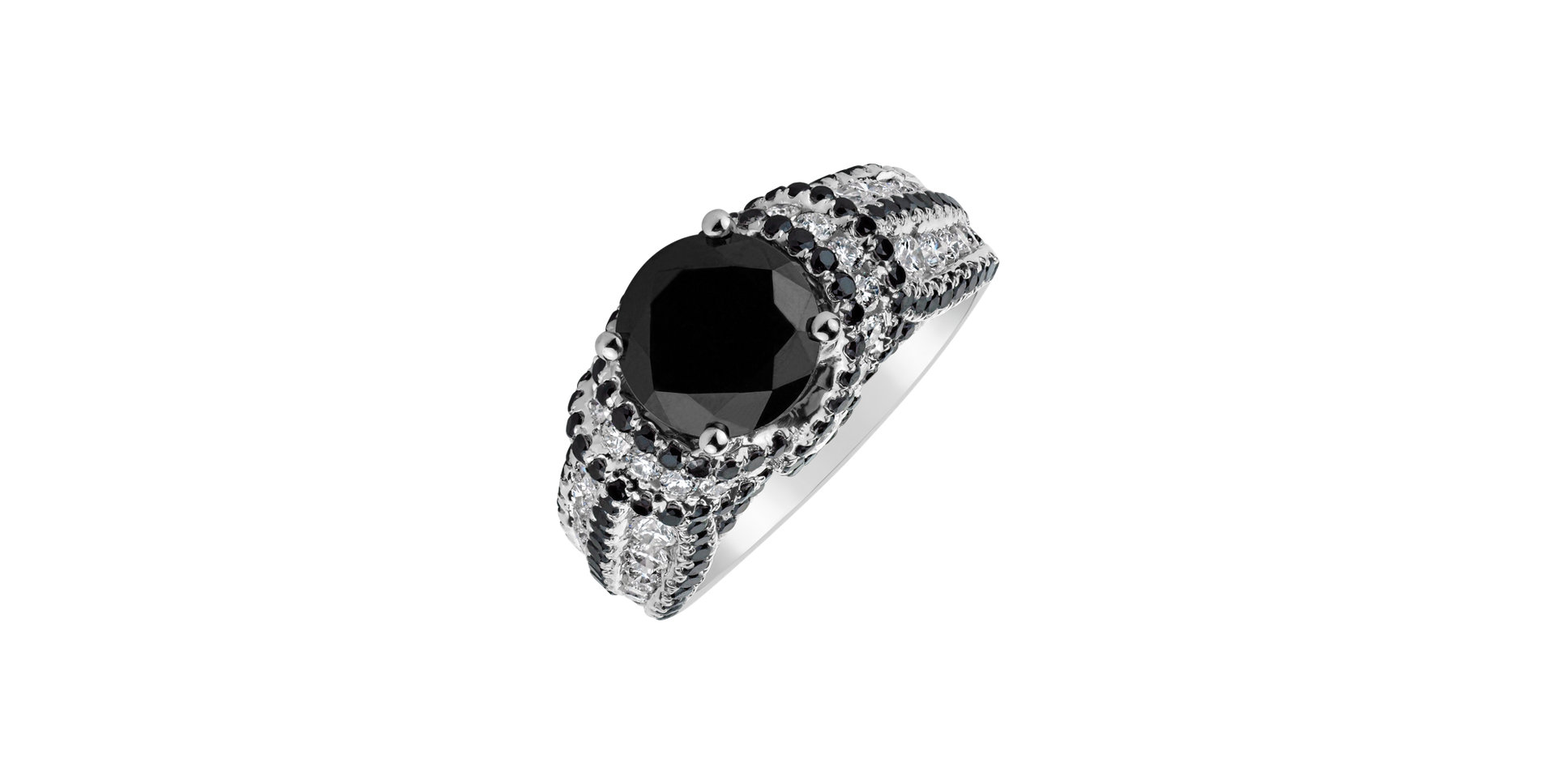 Ring with black and white diamonds Eugenio