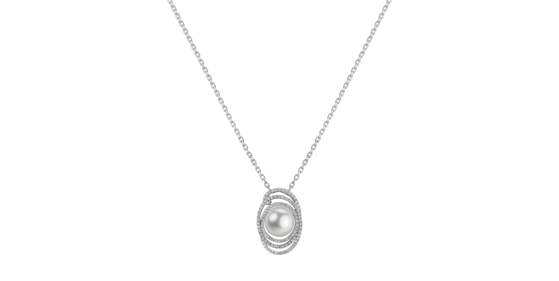 Diamond pendant with Pearl Hestia