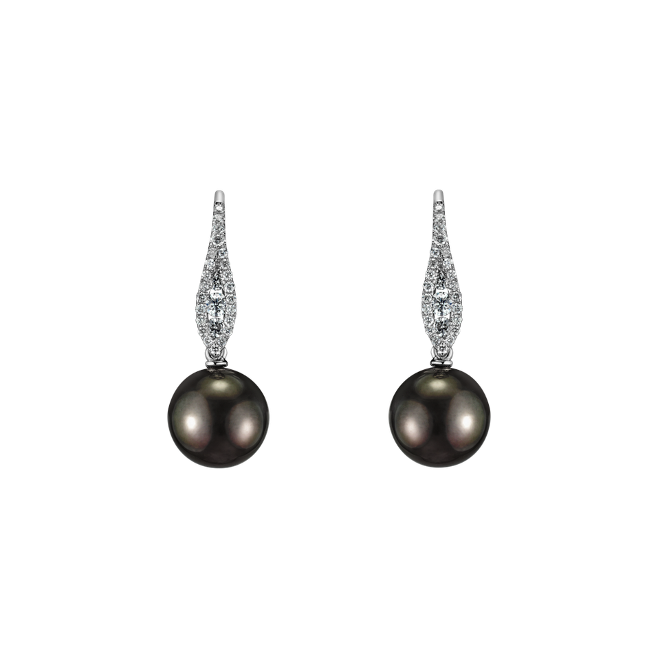 Diamond earrings with Pearl Idle Sea