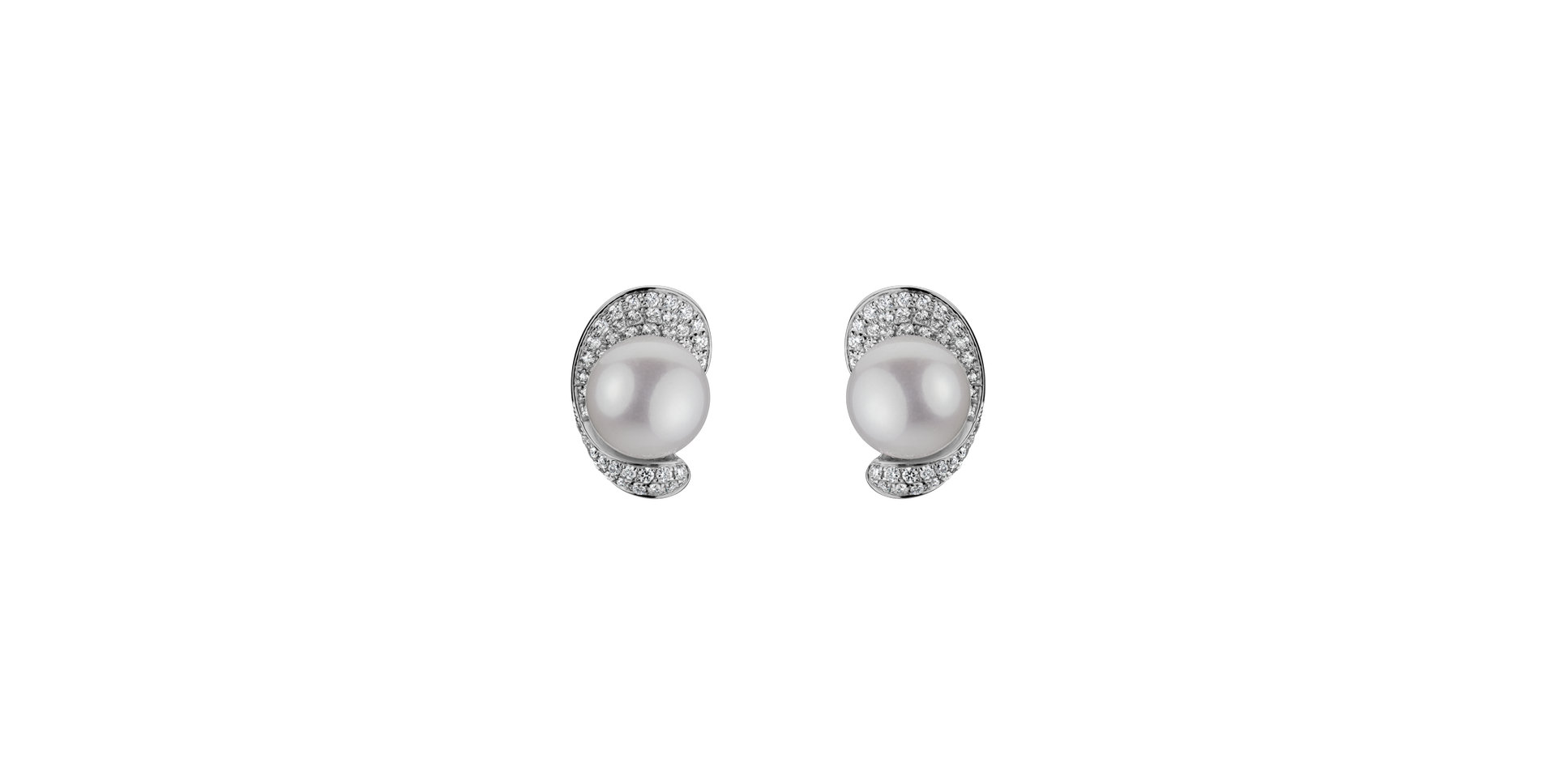 Diamond earrings with Pearl Melodic Pearls