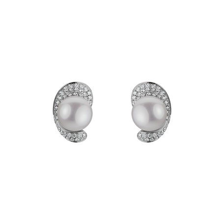 Diamond earrings with Pearl Melodic Pearls