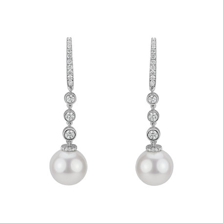 Diamond earrings with Pearl Underwater Luna