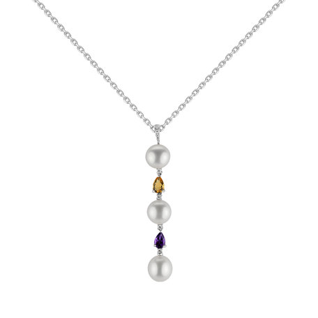 Diamond pendant with Pearl and gemstones Ocean Dream