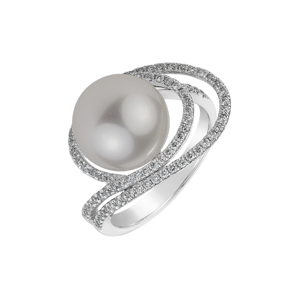 Diamond ring with Pearl Ocean Vortex