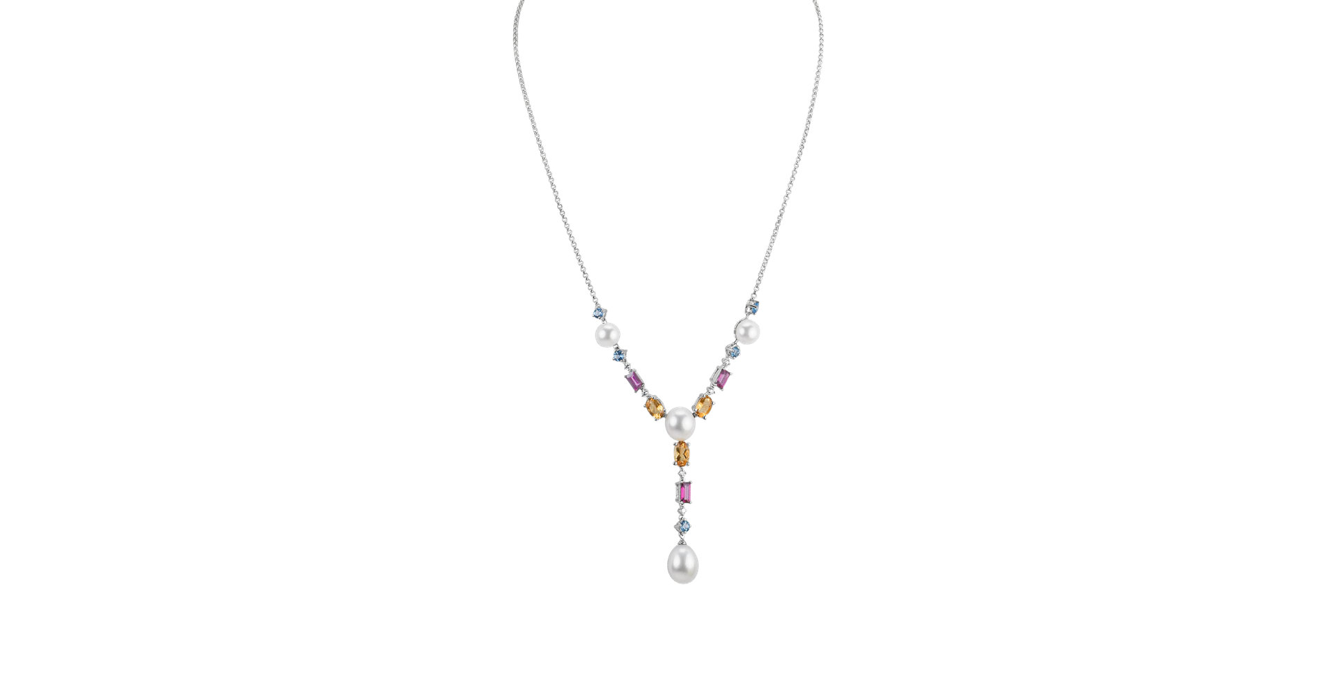 Diamond necklace with Pearl and gemstones Nixie