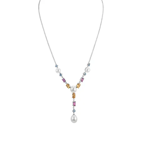 Diamond necklace with Pearl and gemstones Nixie