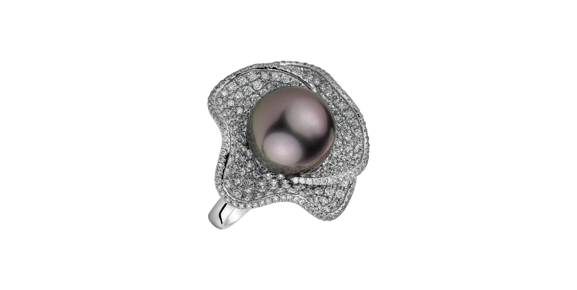 Diamond ring with Pearl Ocean Midnight