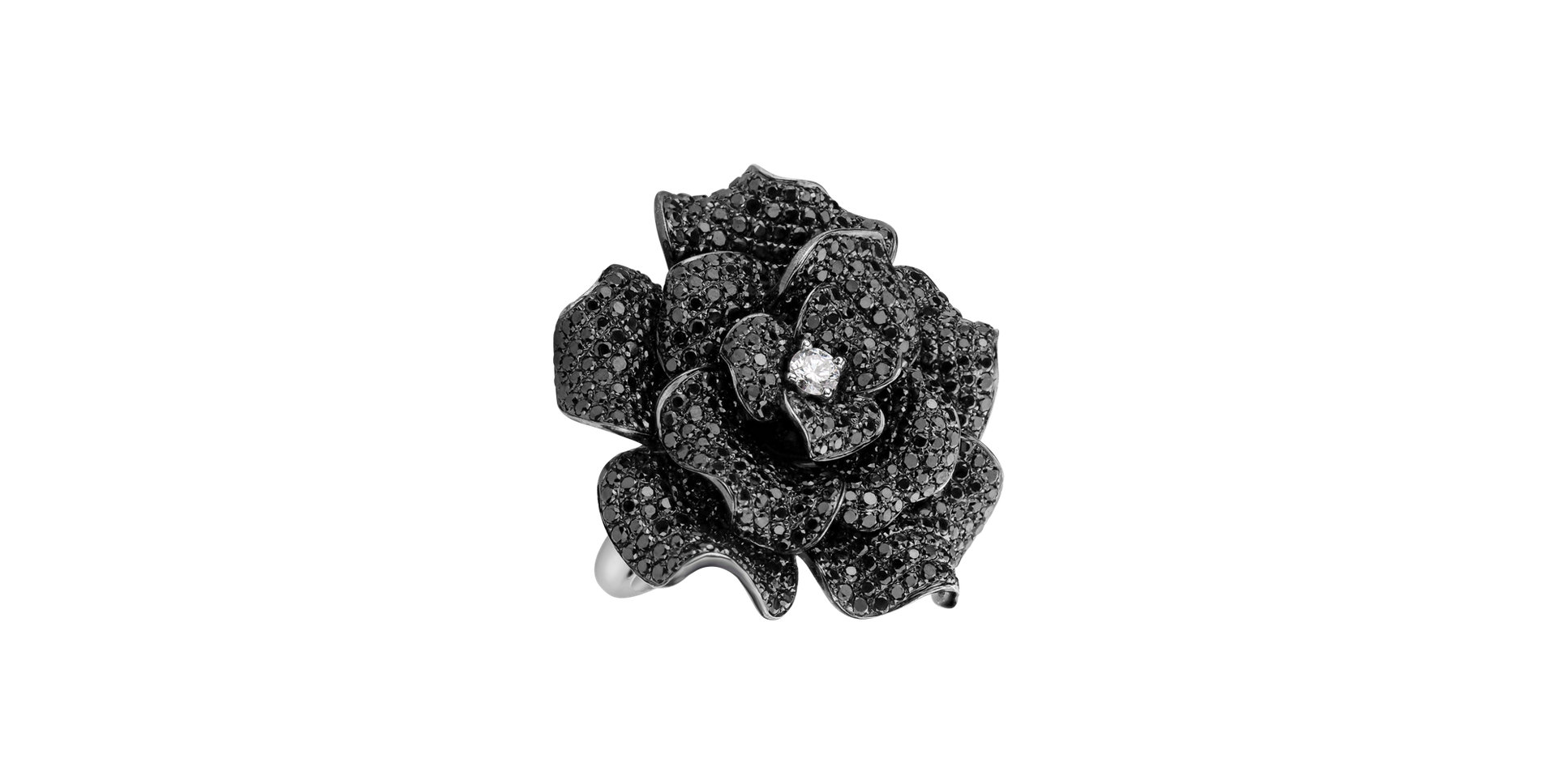 Ring with black and white diamonds Midnight Princess