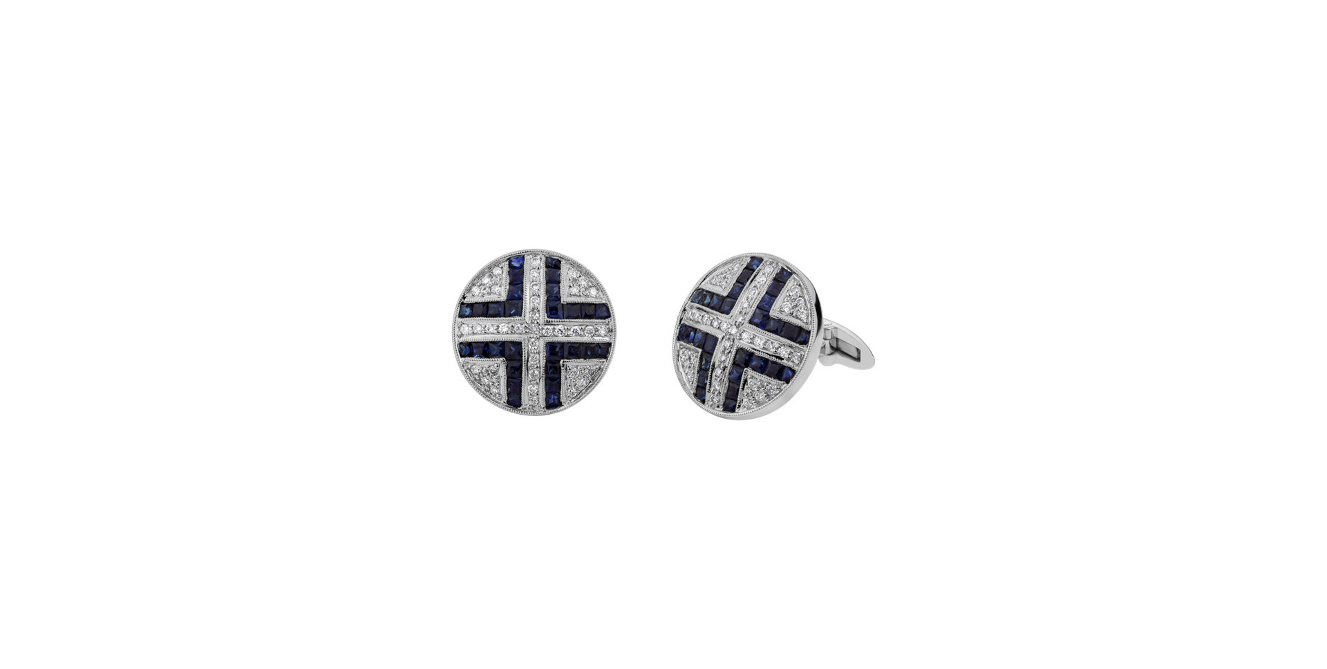 Diamond Cufflinks with Sapphire Elegant Details