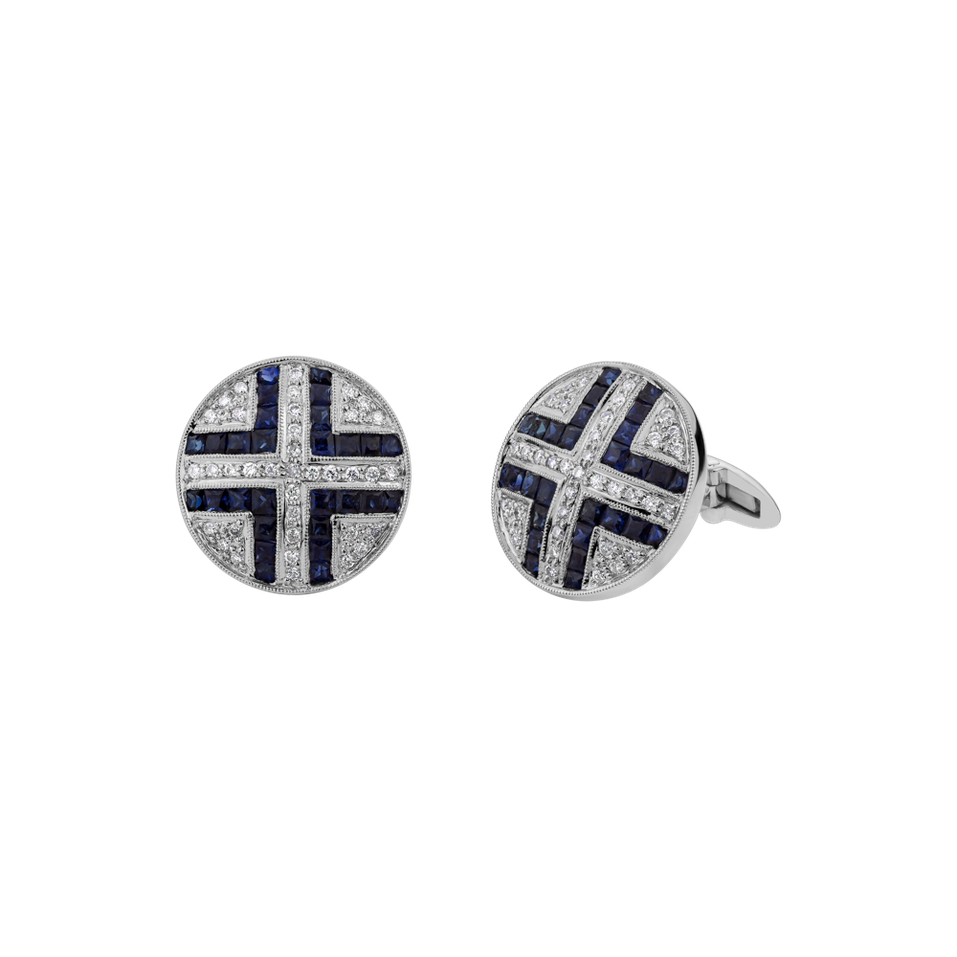 Diamond Cufflinks with Sapphire Elegant Details