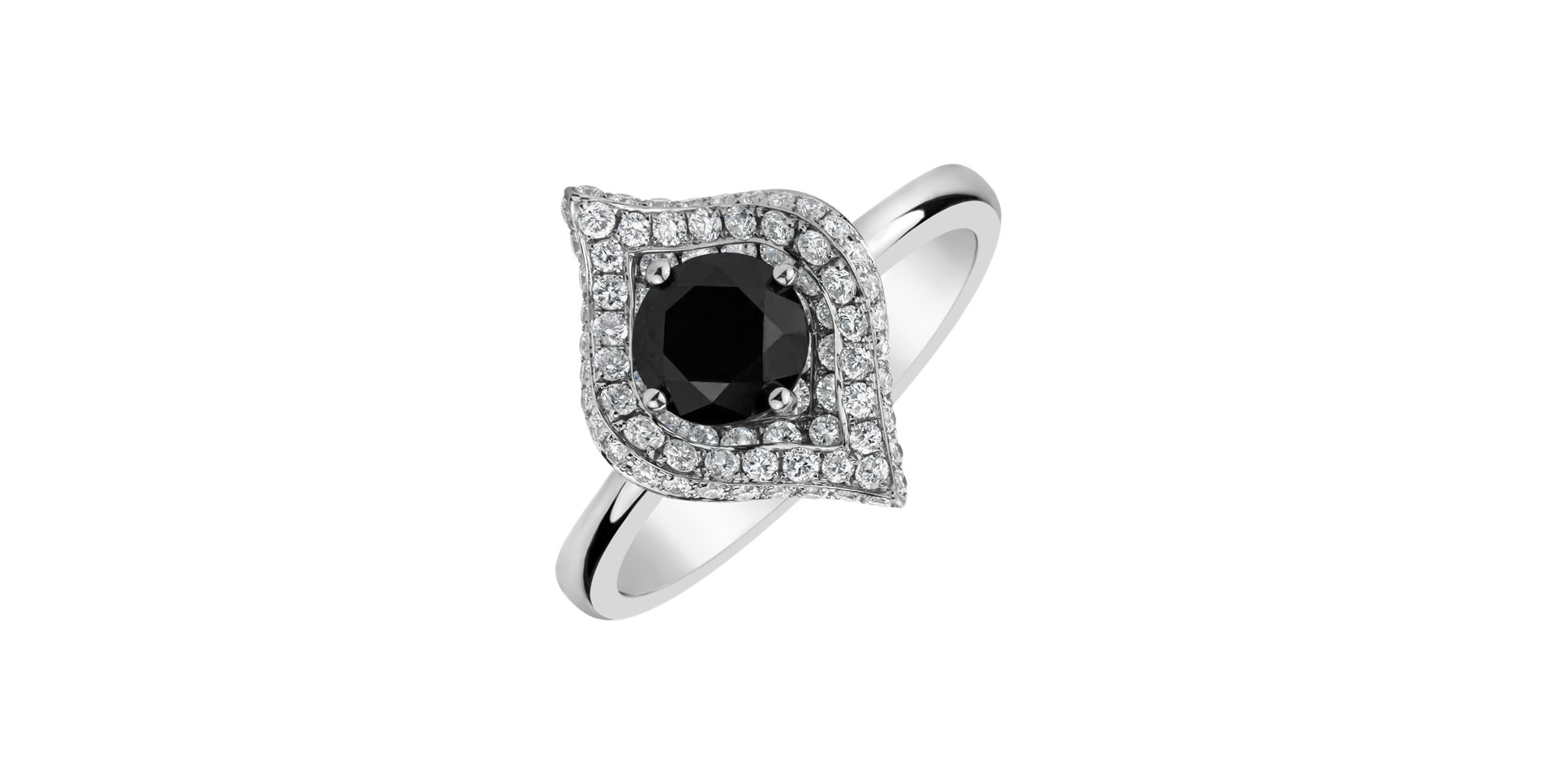 Ring with black and white diamonds Baroque Message