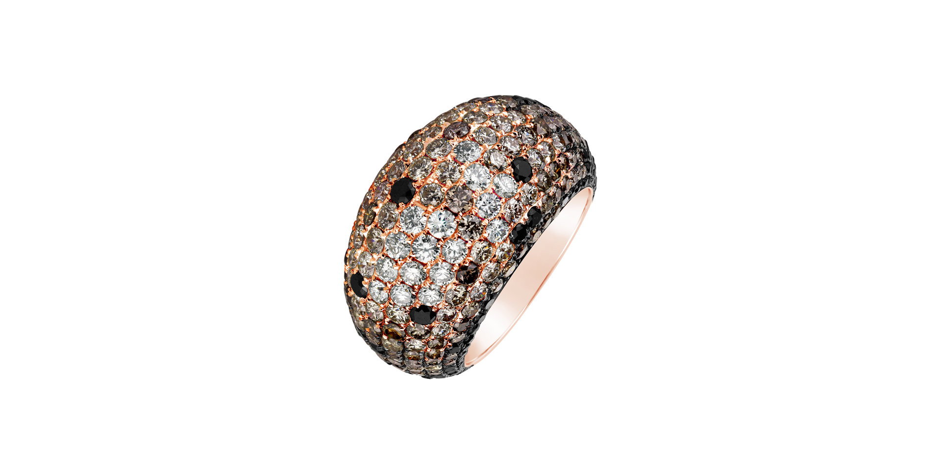 Ring with white, black and brown diamonds Alisia