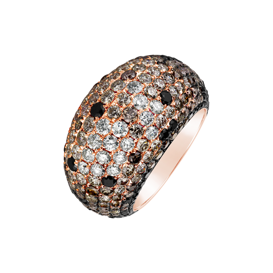 Ring with white, black and brown diamonds Alisia
