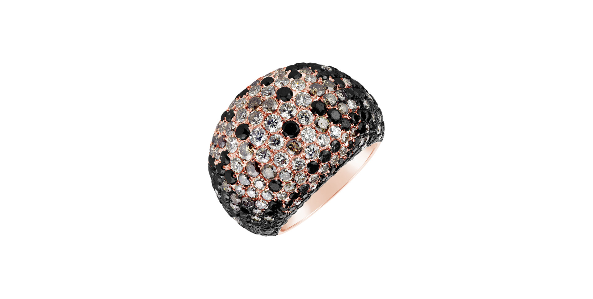 Ring with black, brown and white diamonds Charcoal Fandango