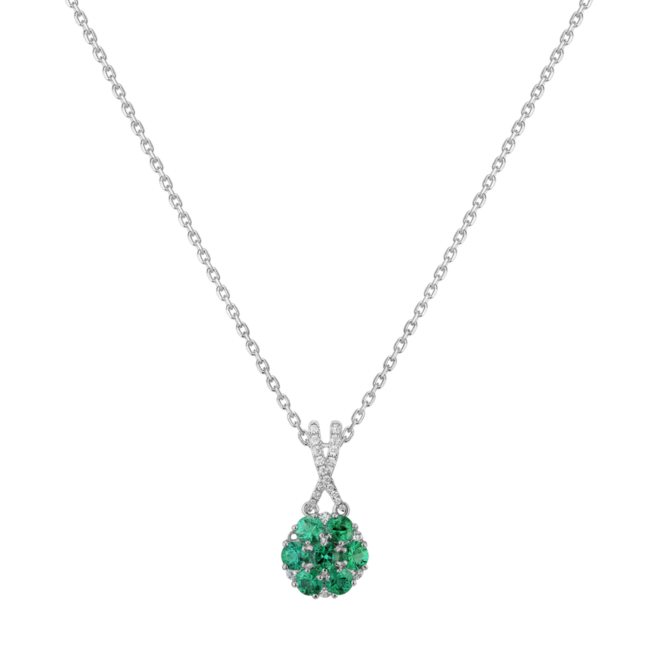 Diamond pendant with Emerald Blooming of the Dot