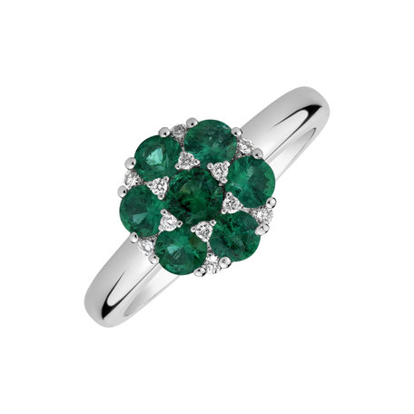 Diamond ring with Emerald Divine Blossom