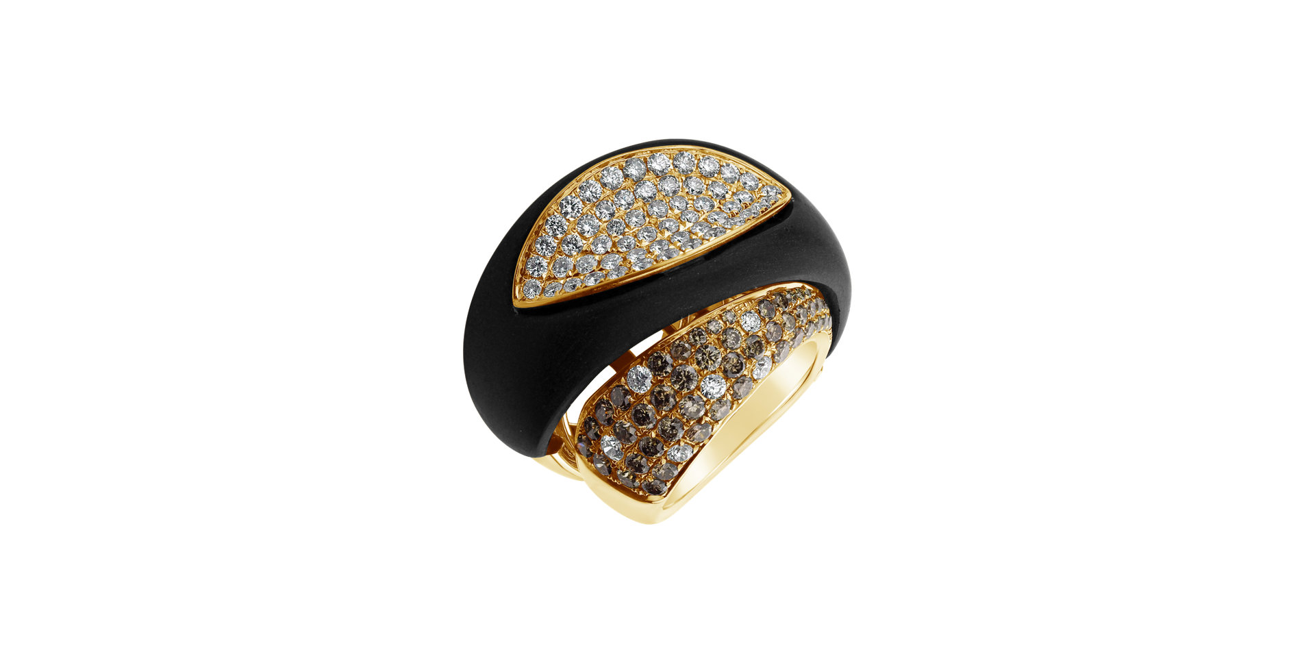 Ring with brown and white diamonds and Agate Héra