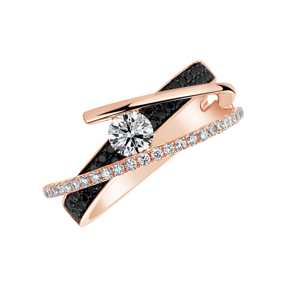 Ring with black and white diamonds Galaxy Desire