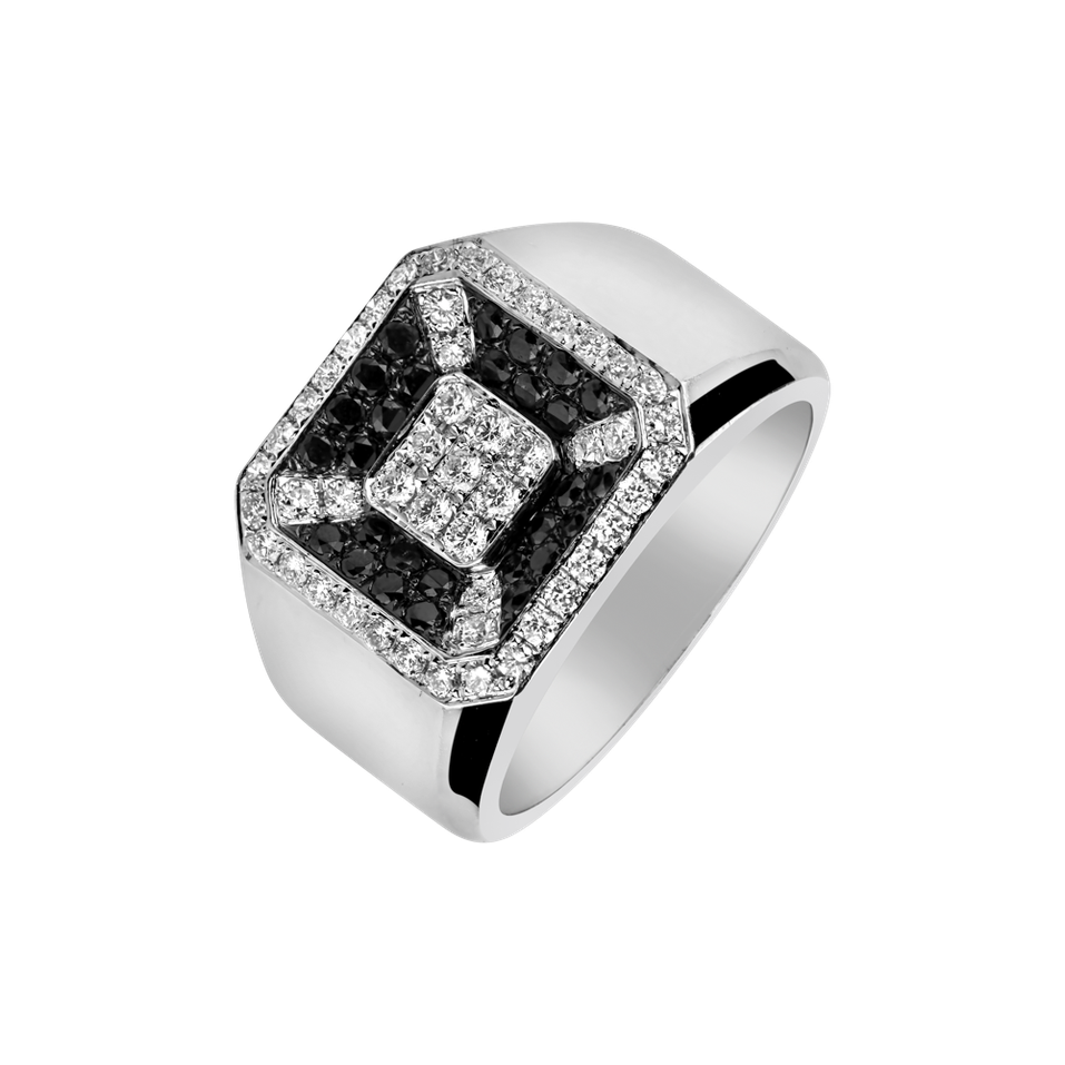 Ring with black and white diamonds Norman