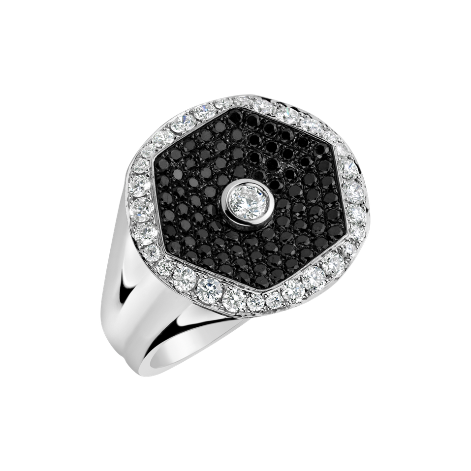 Ring with black and white diamonds Ernest