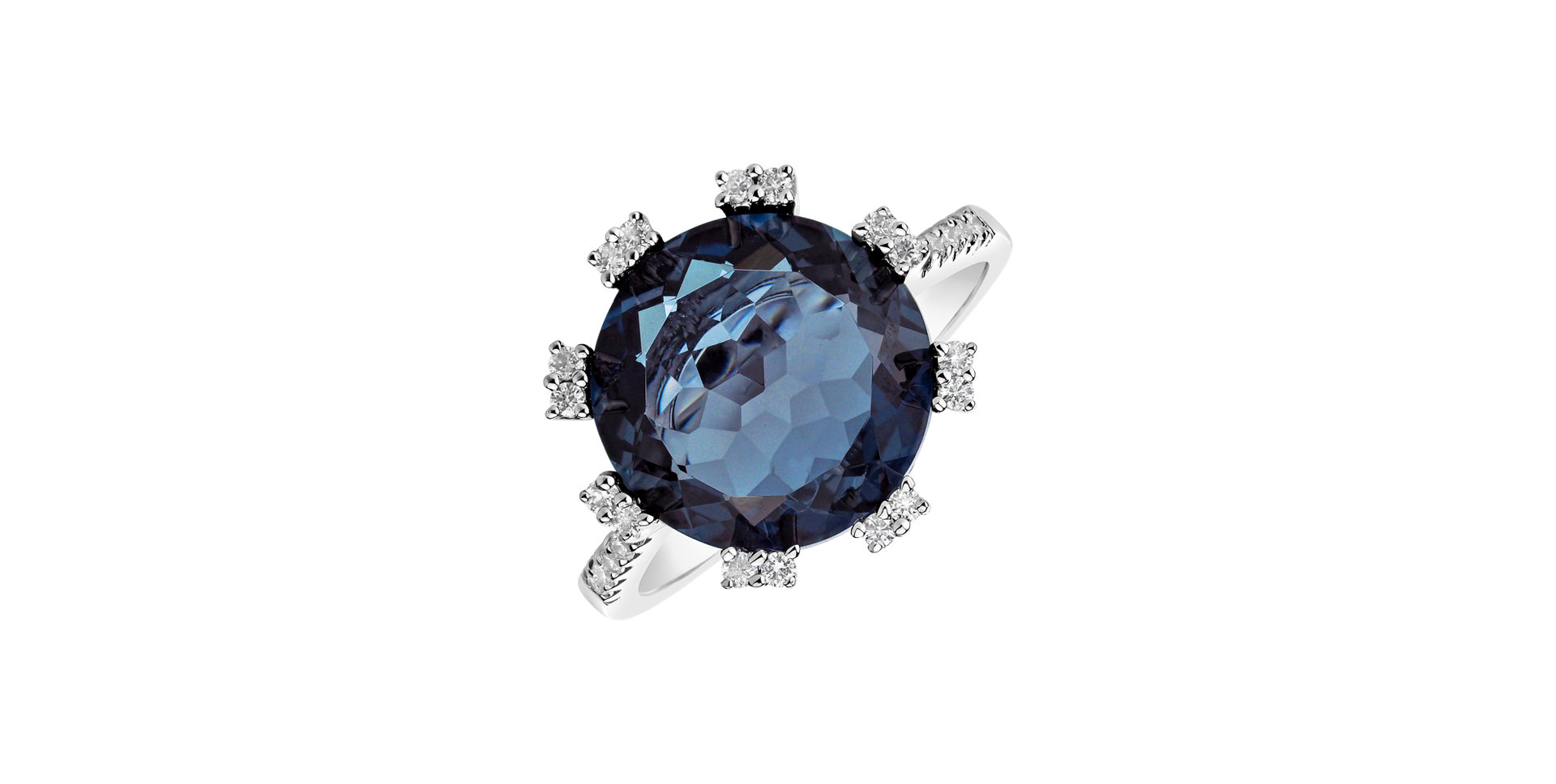 Diamond ring with Topaz Electric Sky