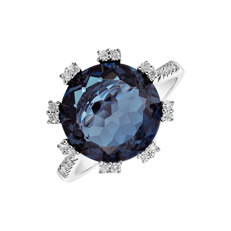 Diamond ring with Topaz Electric Sky