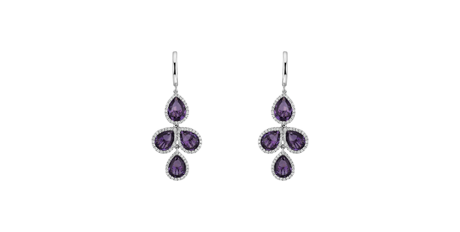 Diamond earrings with Amethyst Charming Princess