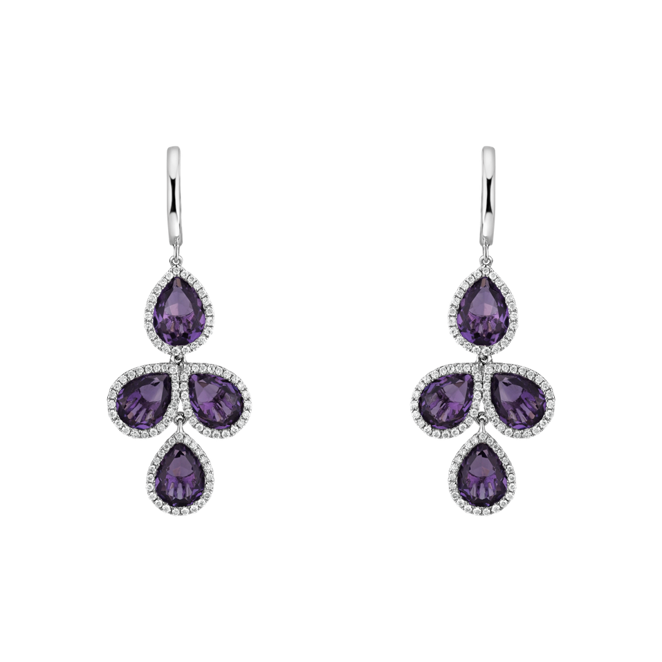 Diamond earrings with Amethyst Charming Princess