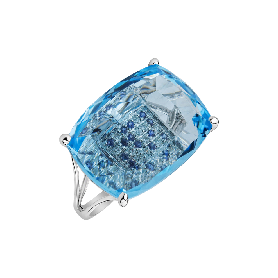 Diamond ring with Topaz and Sapphire Ligia