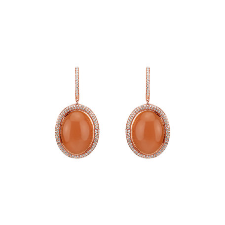 Diamond earrings with Moonstone Baroque Romance