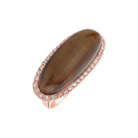 Diamond ring with Tiger Eye Night Passion