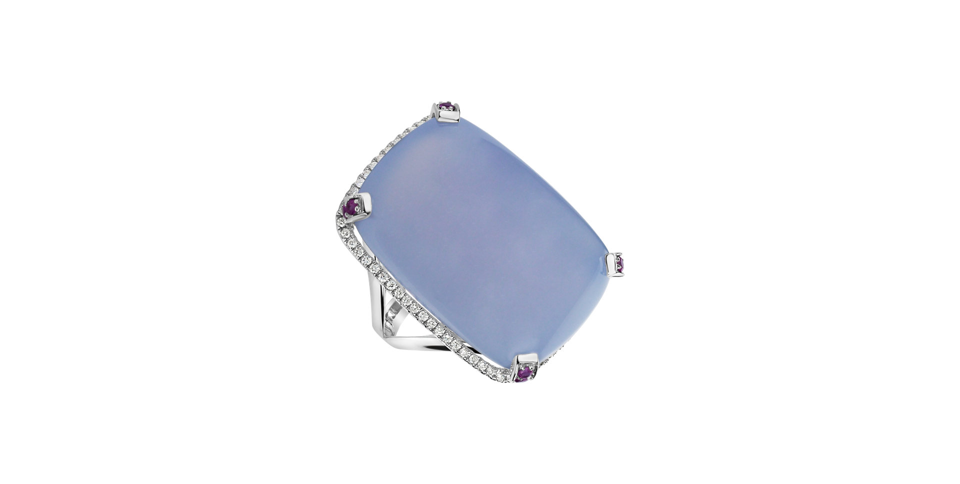 Diamond ring with Chalcedony and Sapphire Ofélie