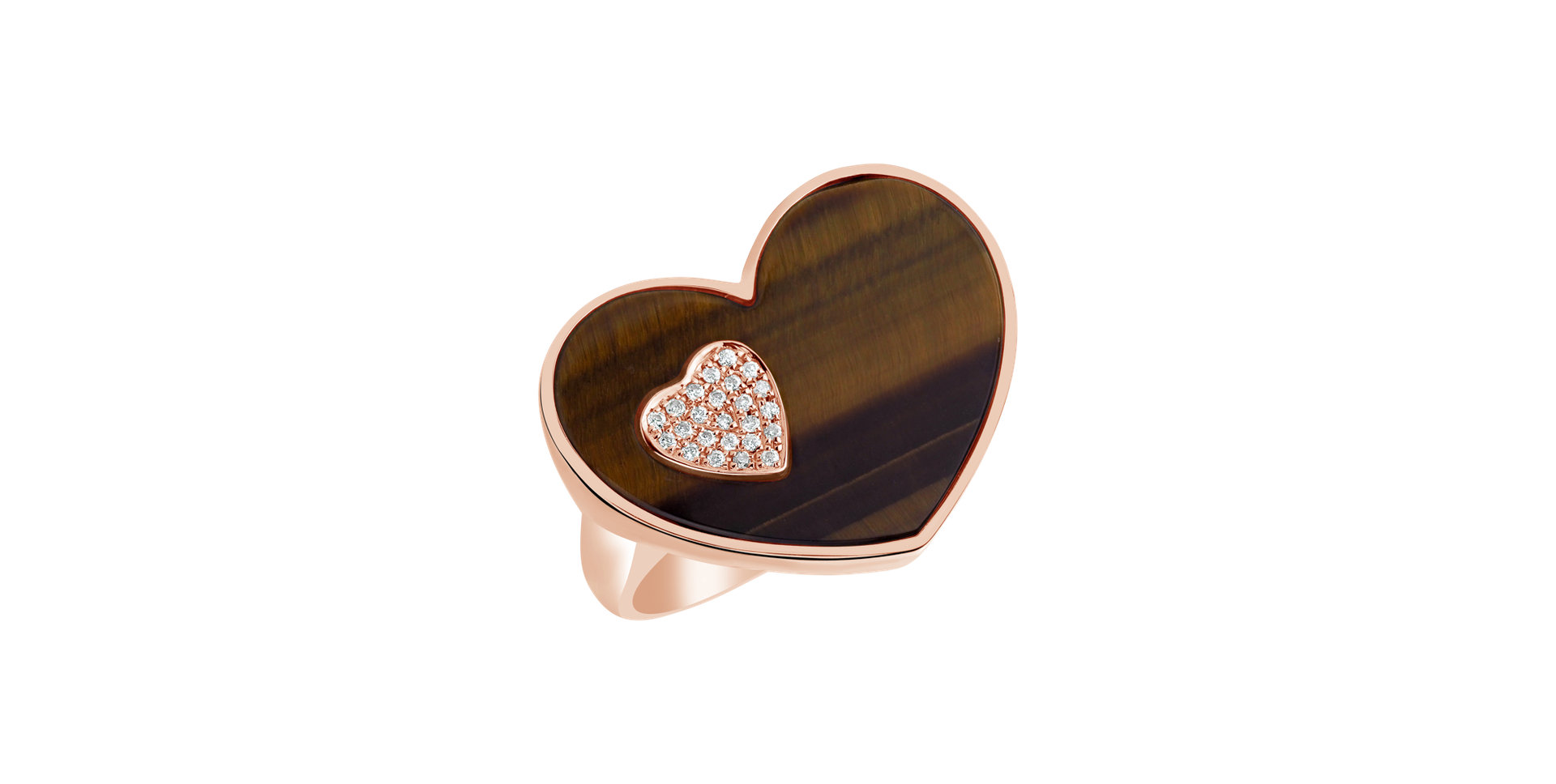 Diamond ring with Tiger Eye Lovers Together