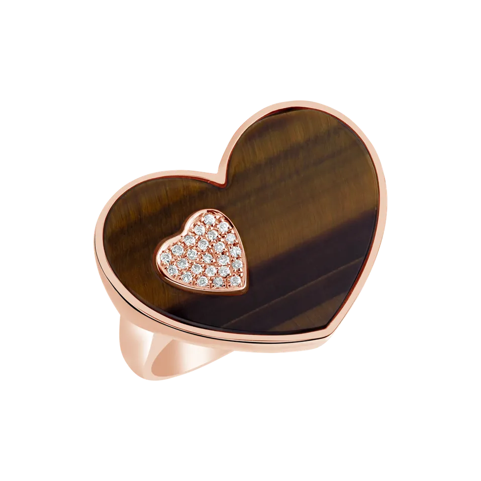 Diamond ring with Tiger Eye Lovers Together