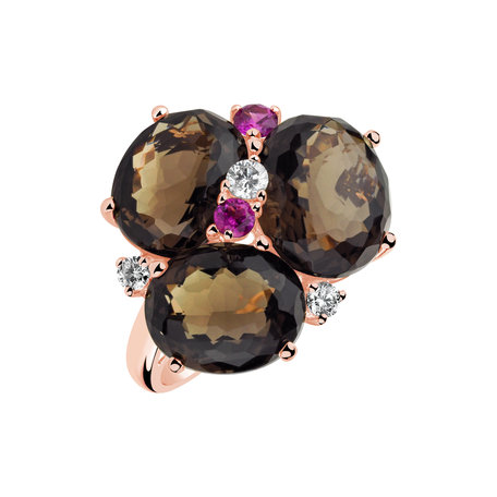 Diamond ring with Quartz and Sapphire Troupe