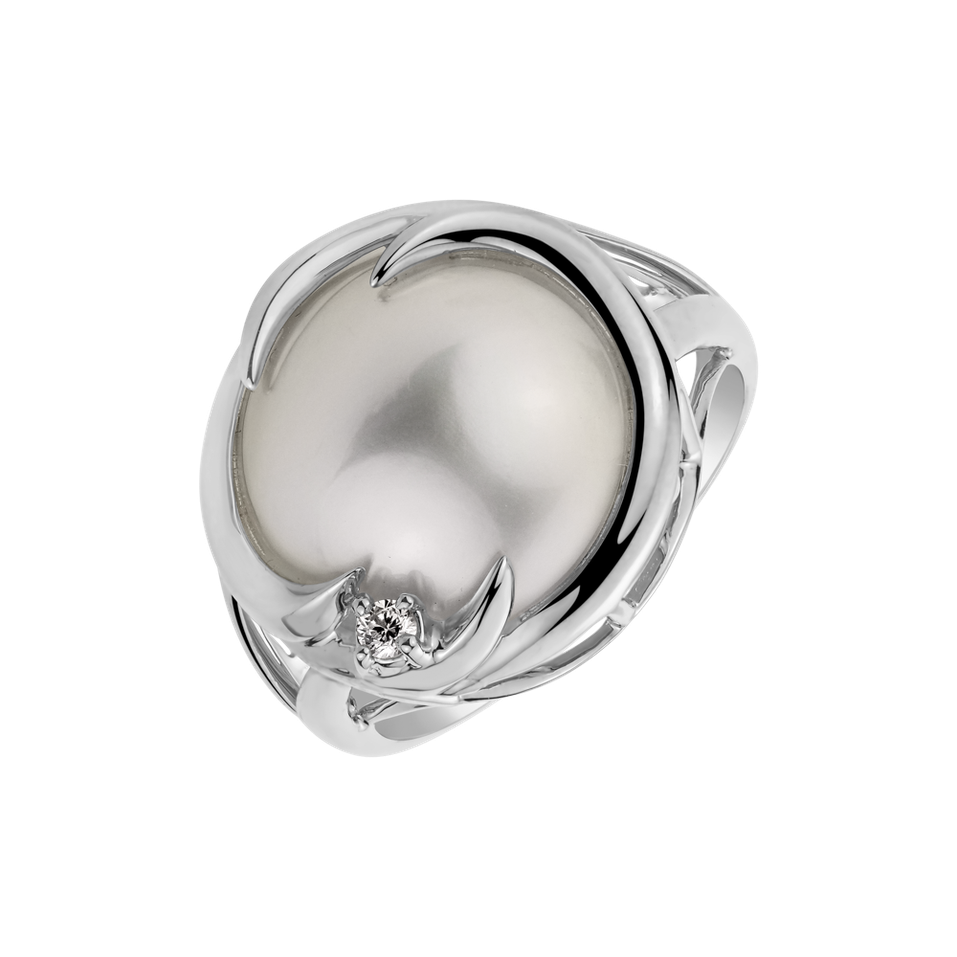 Diamond ring with Pearl Pearl Sadness