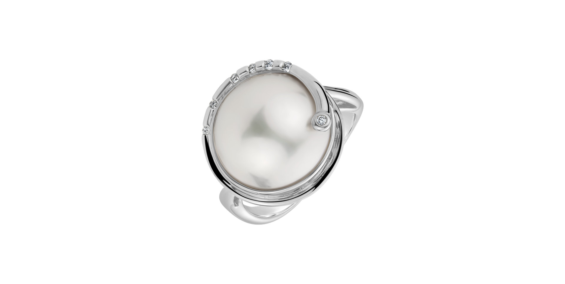 Diamond ring with Pearl Miraculous pearl