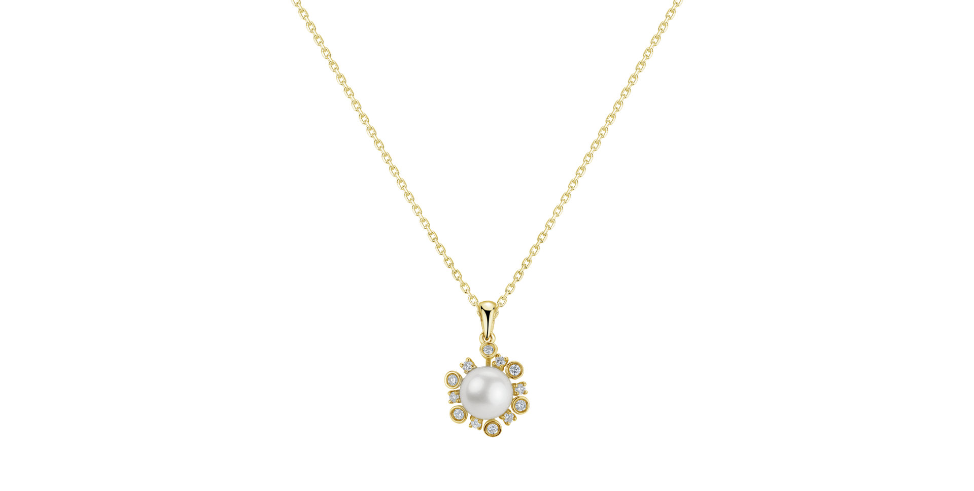 Diamond pendant with Pearl Dionele
